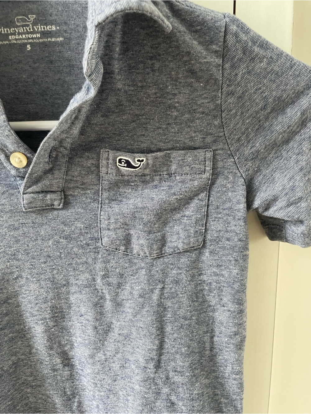 Vineyard Vines Youth Heather Navy Polo with Chest Pocket - Picture 2 of 3